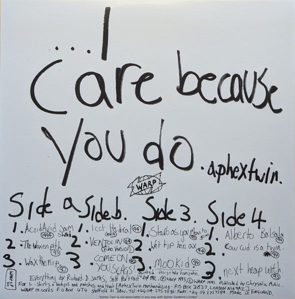 APHEX TWIN : I CARE BECAUSE YOU DO 2LP 180G