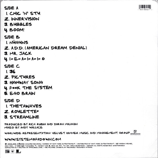 SYSTEM OF A DOWN : STEAL THIS ALBUM 2LP 180G