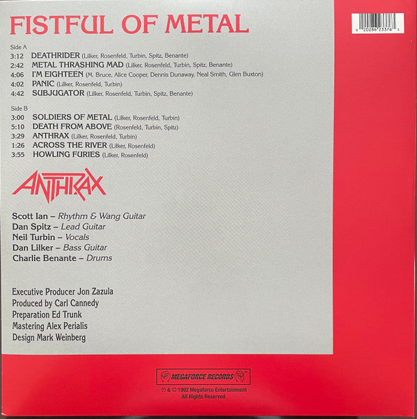 ANTHRAX : FISTFUL OF METAL 🤘 LP RE 180G