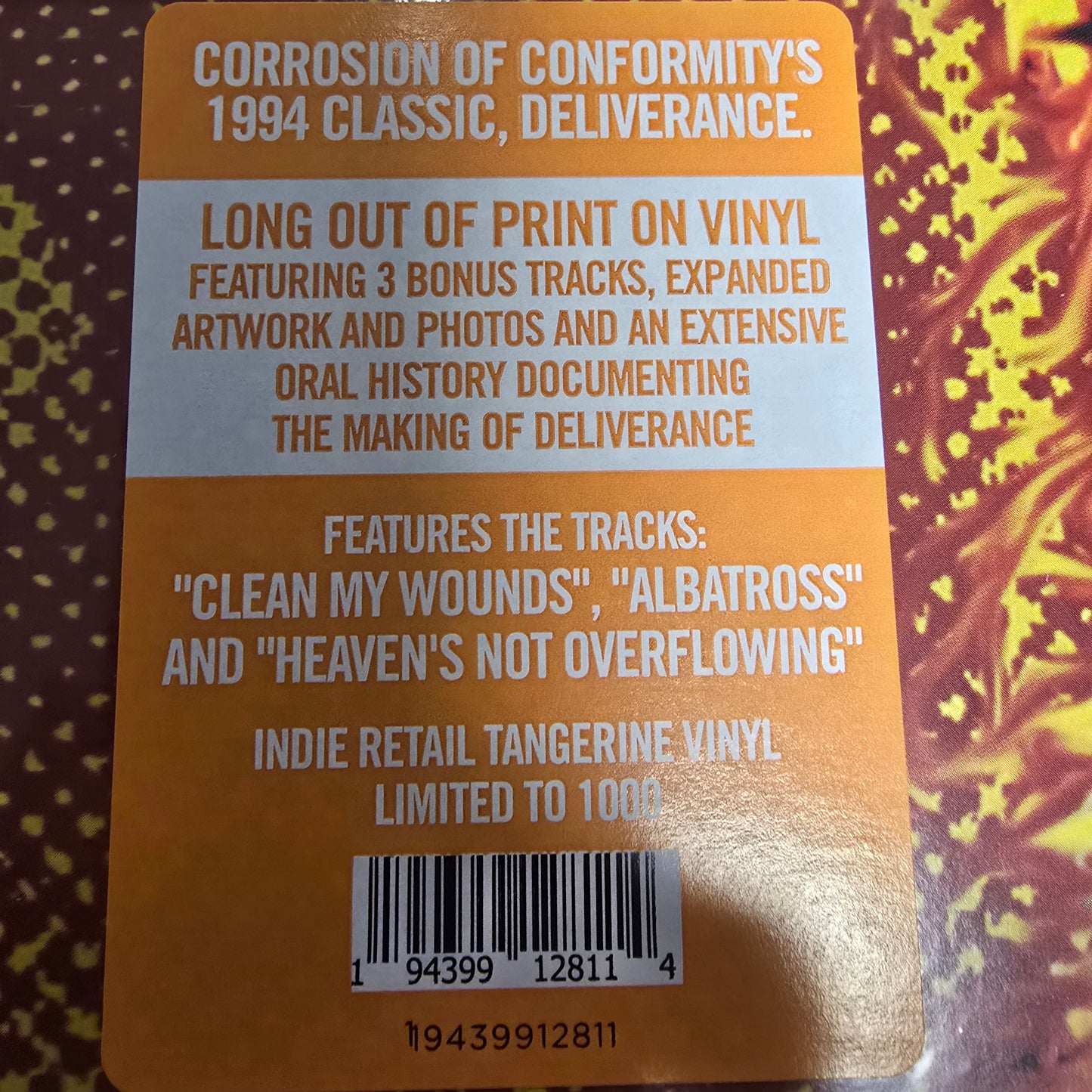 CORROSION OF CONFORMITY : DELIVERANCE LTD 2LP TANGERINE VINYL