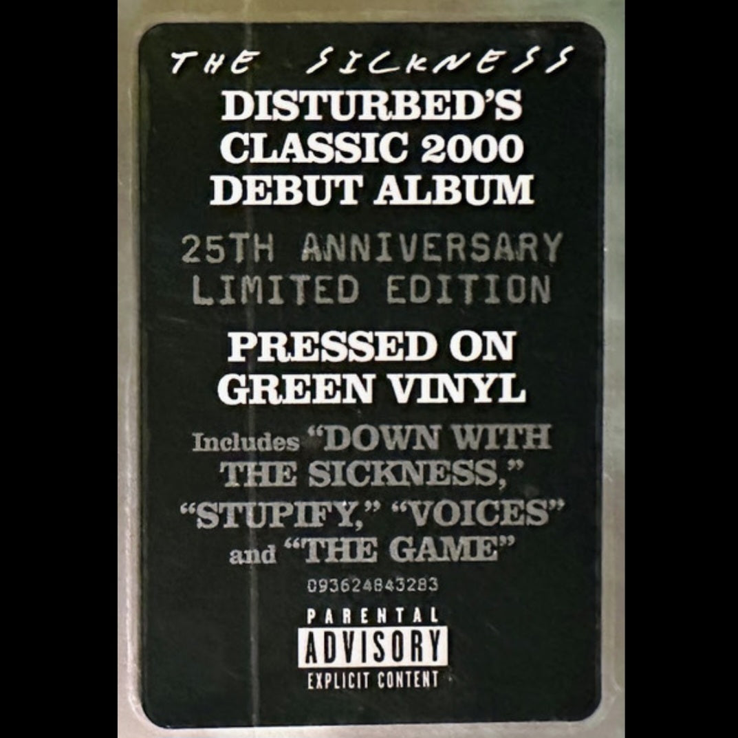 DISTURBED : THE SICKNESS LTD 25TH ANNIVERSARY LP 180G GREEN VINYL