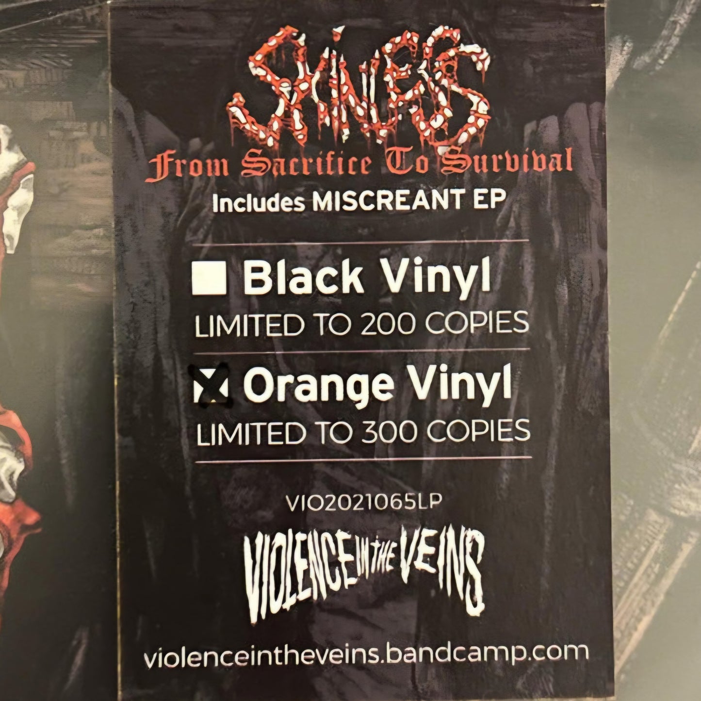 SKINLESS : FROM SACRIFICE TO SURVIVAL LTD LP 180G ORANGE VINYL