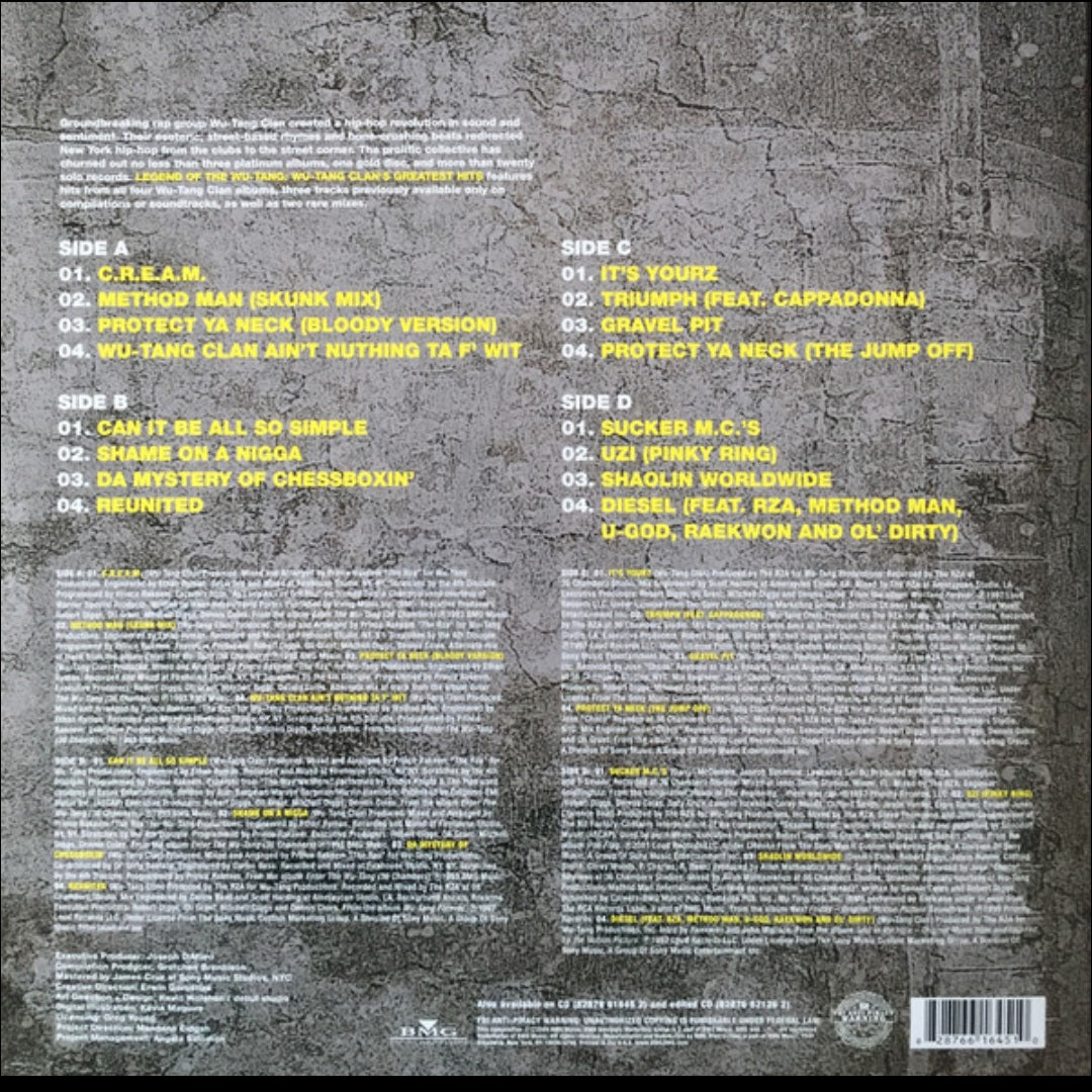 WU TANG CLAN : LEGEND OF THE WU TANG GREATEST HITS 2LP 180G