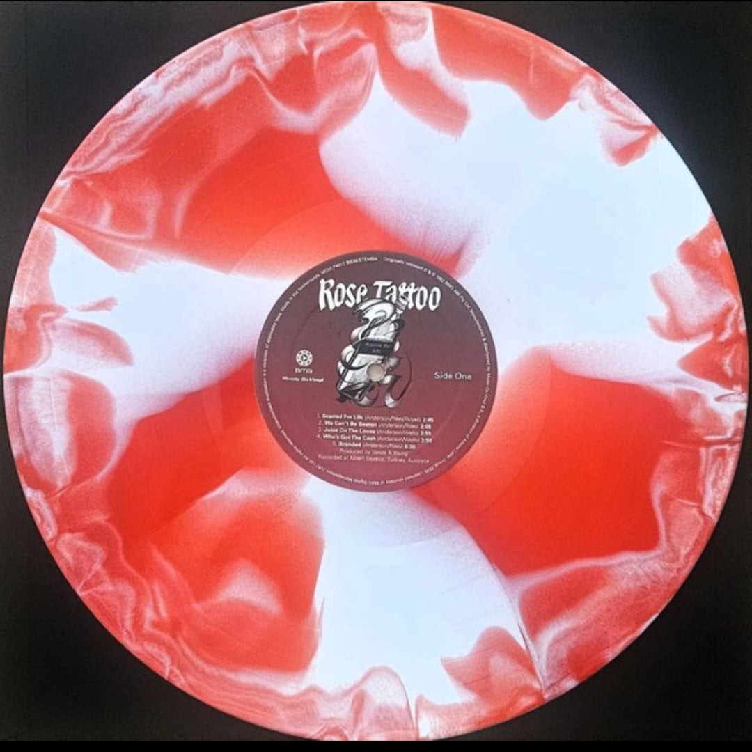 ROSE TATTOO : SCARRED FOR LIFE LTD NUMBERED 50TH ANNIVERSARY LP 180G RED WHITE SWIRL VINYL