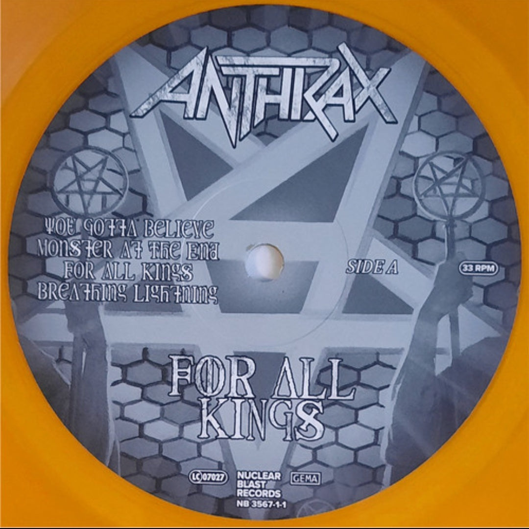 ANTHRAX : FOR ALL KINGS LTD 2LP 180G ORANGE VINYL