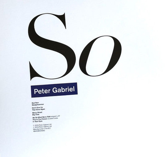 PETER GABRIEL : SO LP 180G