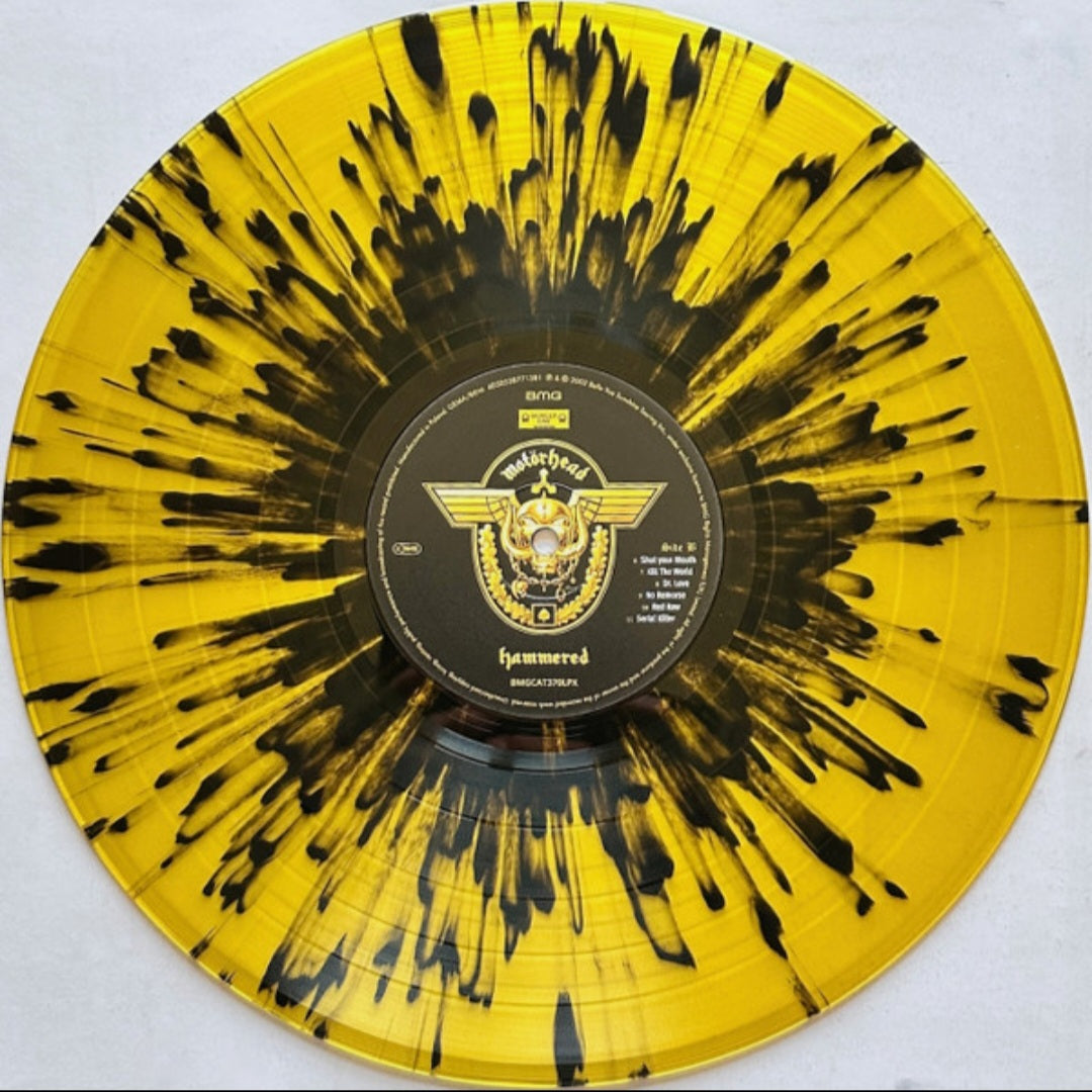 MOTORHEAD : HAMMERED LTD 20TH ANNIVERSARY LP 180G YELLOW BLACK SPLATTER VINYL