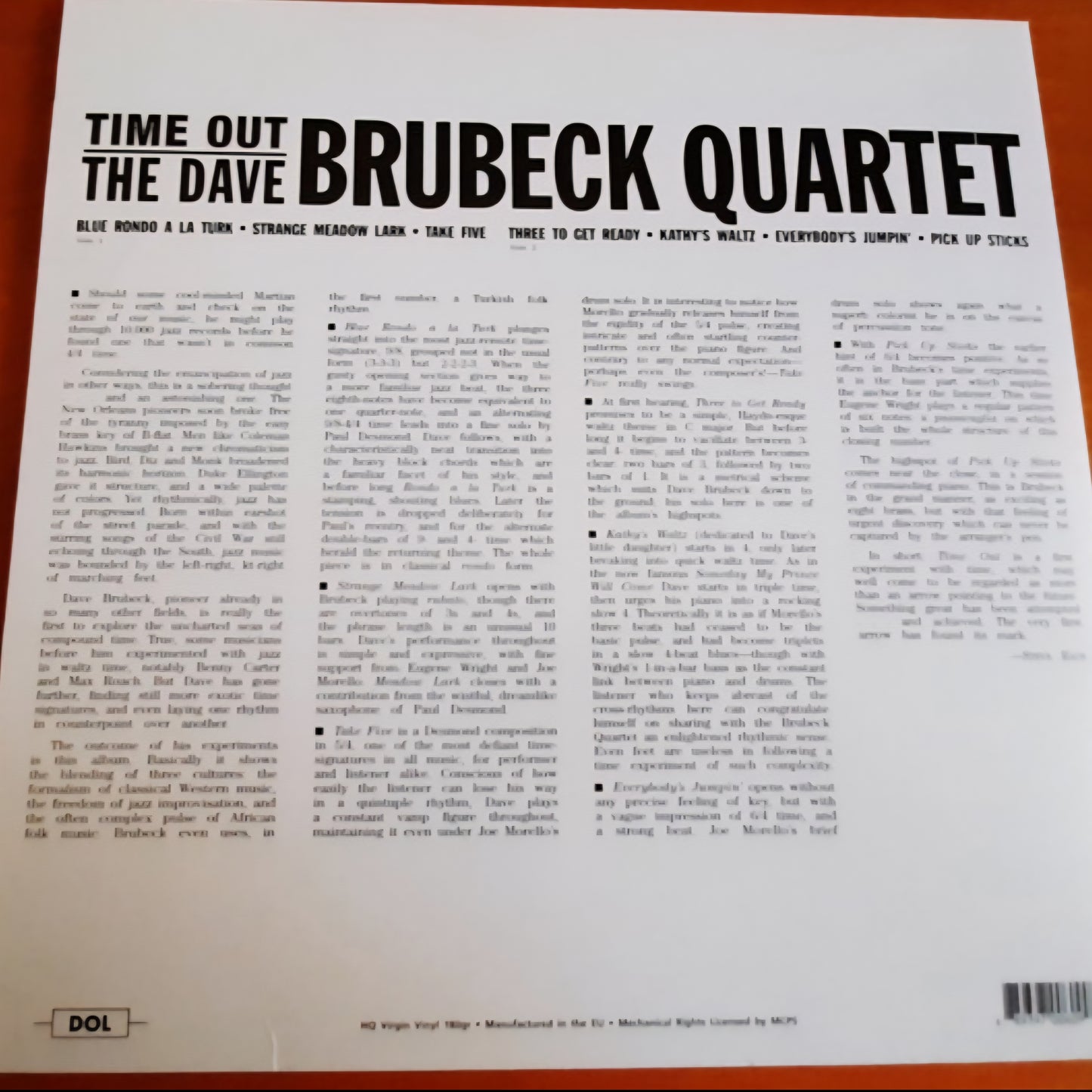 THE DAVE BRUBECK QUARTET : TIME OUT LP