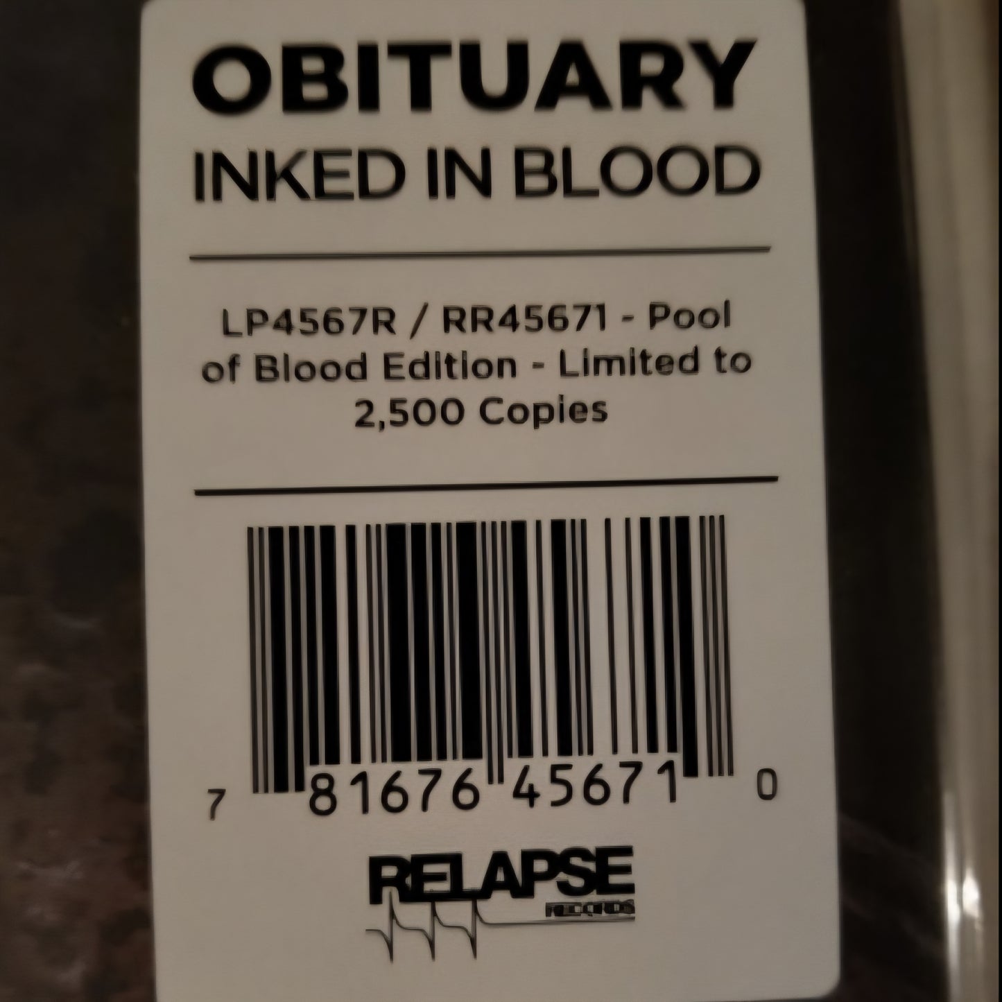 OBITUARY : INKED IN BLOOD LTD 2LP 180G POOL OF BLOOD EDITION