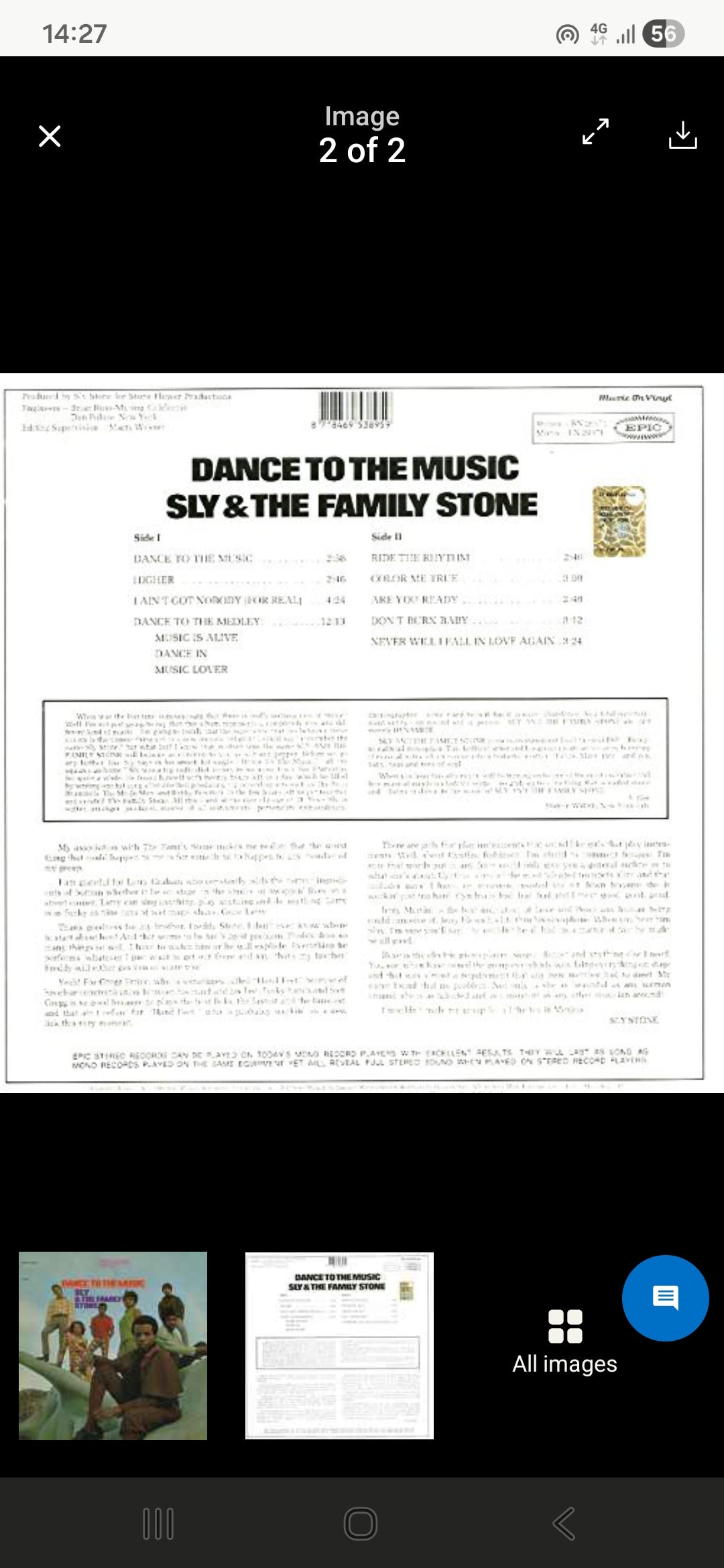 SLY & THE FAMILY STONE : DANCE TO THE MUSIC LP 180G