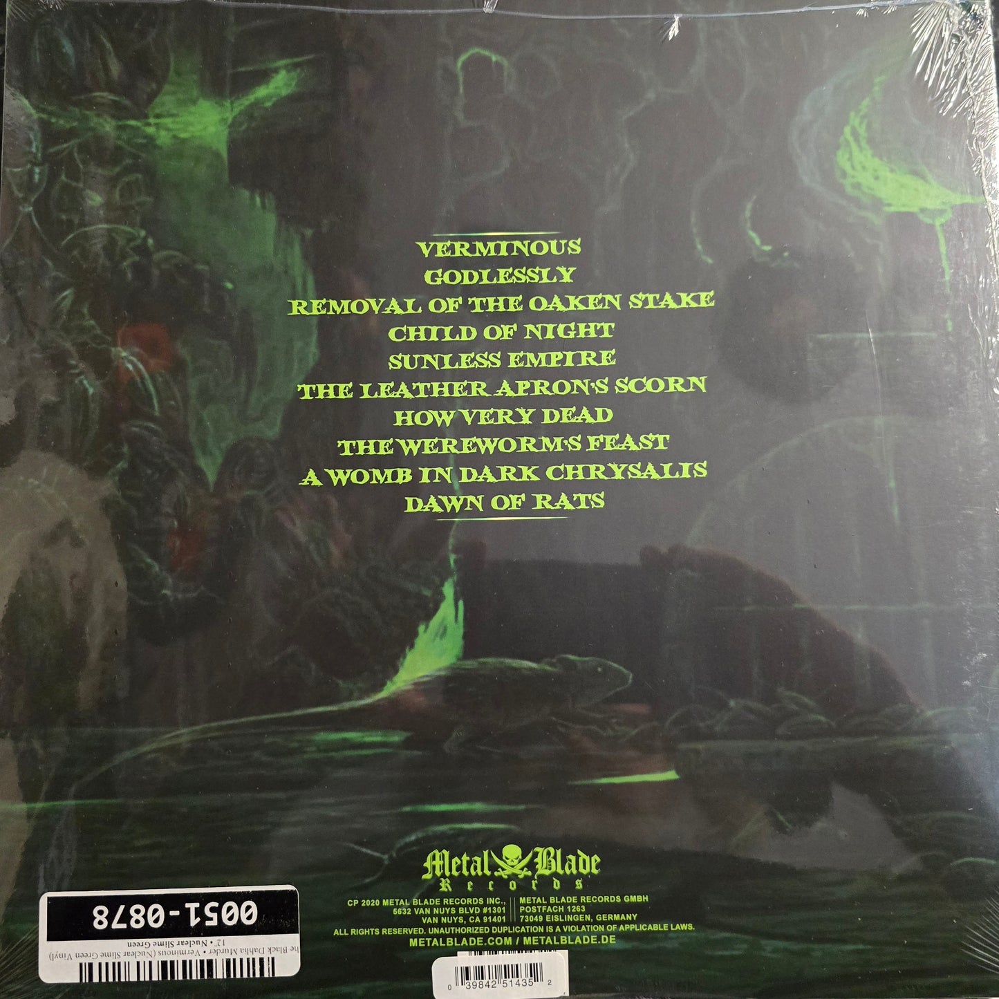 THE BLACK DAHLIA MURDER : VERMINOUS LTD LP 180G SLIME GREEN VINYL