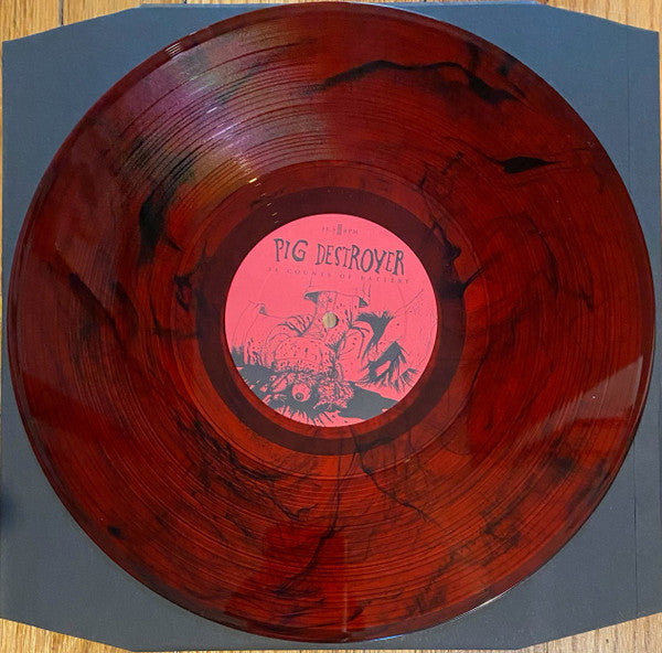 PIG DESTROYER : 38 COUNTS OF BATTERY LTD LP 180G RED BLACK MARBLED VINYL