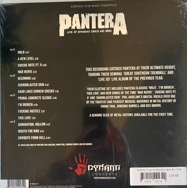 PANTERA : LIVE AT DYNAMO OPEN AIR 1998 LTD 2LP 180G RED BLACK MARBLED VINYL