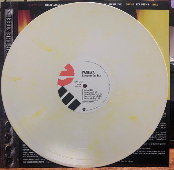 PANTERA : REINVENTING THE STEEL LTD LP 180G WHITE & SOUTHERN FLAMES YELLOW MARBLED VINYL