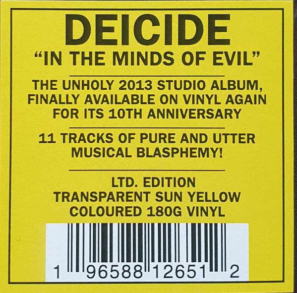 DEICIDE : IN THE MINDS OF EVIL LTD LP 180G SUN YELLOW VINYL