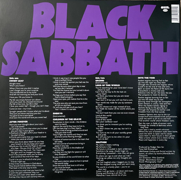 BLACK SABBATH : MASTER OF REALITY LP 180G