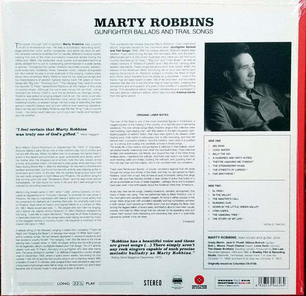 MARTY ROBBINS : GUNFIGHTER BALLADS AND TRAIL SONGS LTD LP 180G