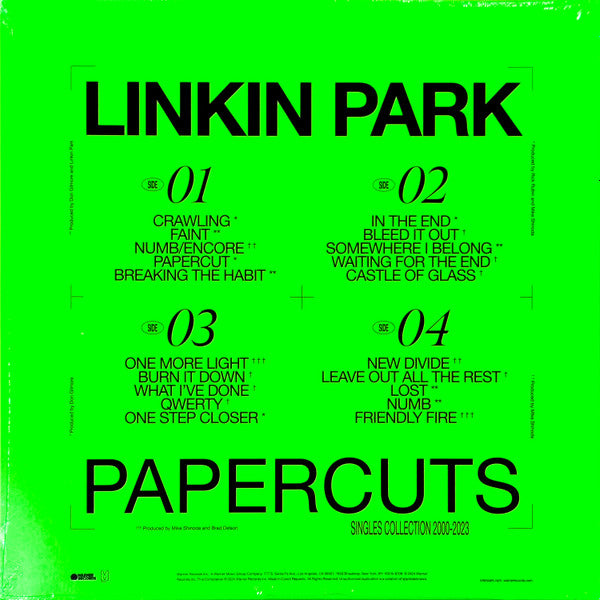 LINKIN PARK : PAPERCUTS GREATEST HITS 2LP 180G