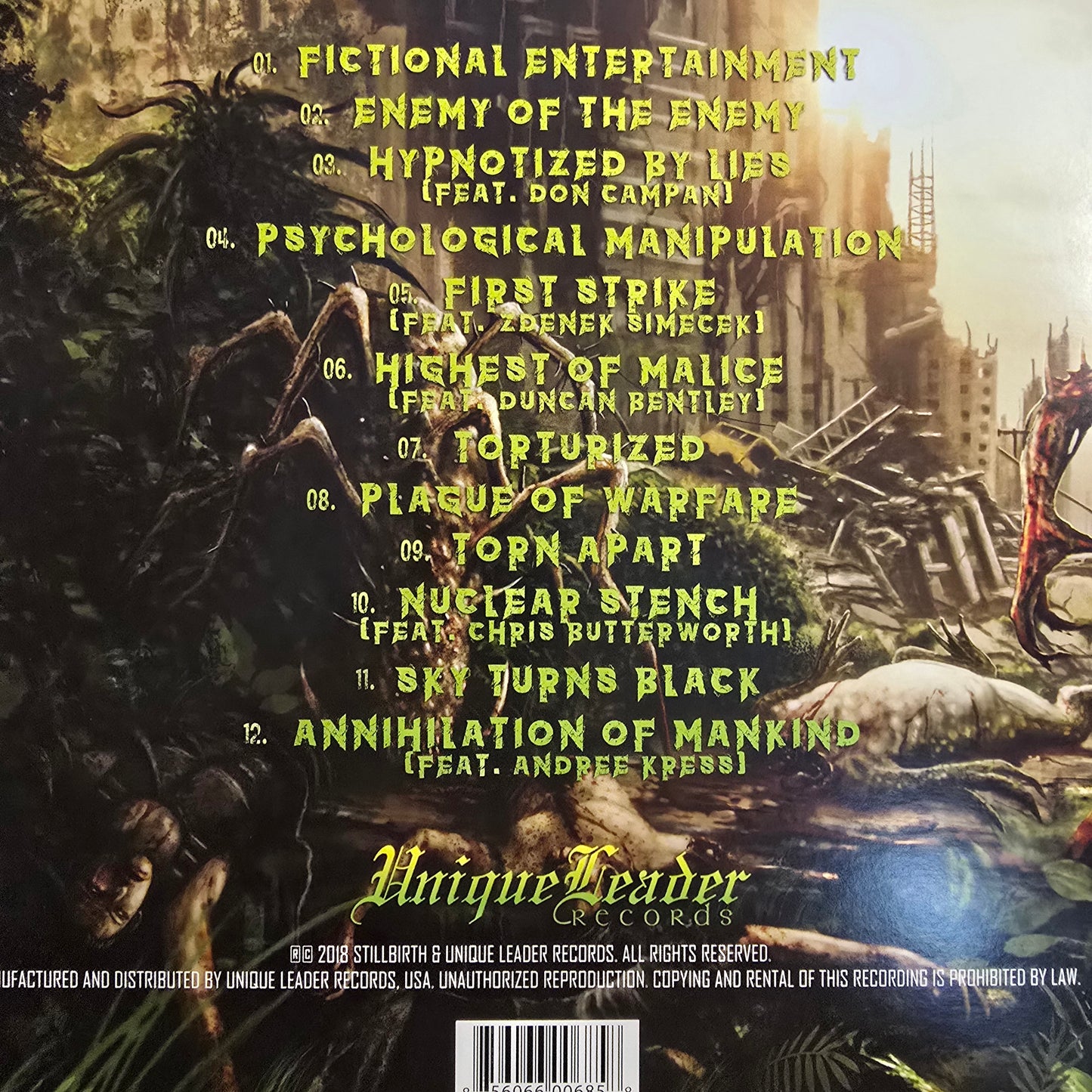 STILLBIRTH : ANNIHILATION OF MANKIND LTD LP 180G DARK GREEN BLACK MARBLED VINYL