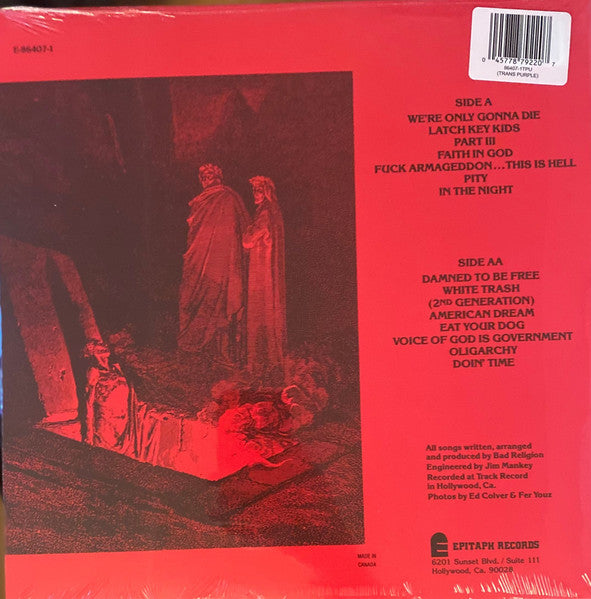 BAD RELIGION : HOW COULD HELL BE ANY WORSE LTD LP 180G TRANSPARENT ORANGE & BLACK VINYL