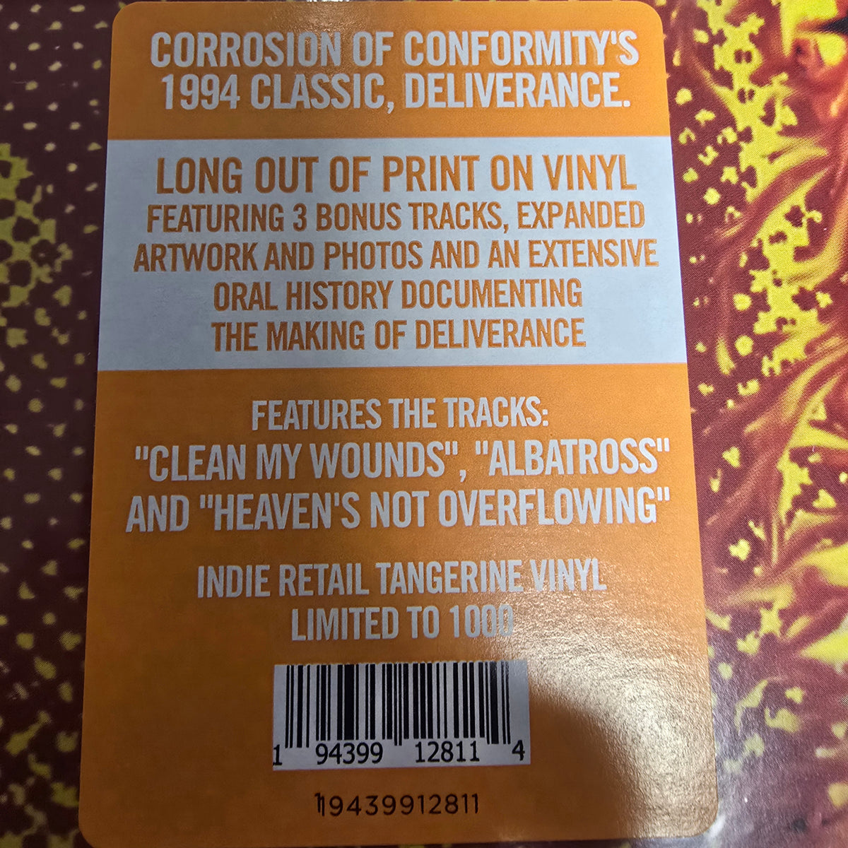 CORROSION OF CONFORMITY : DELIVERANCE LTD 2LP TANGERINE VINYL