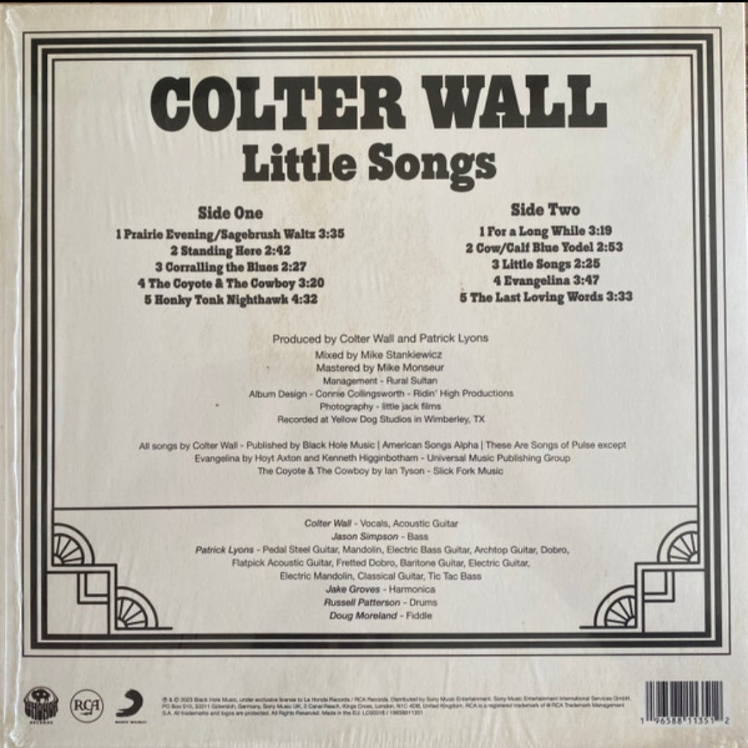 COLTER WALL : LITTLE SONGS LTD LP 180G BLUE VINYL