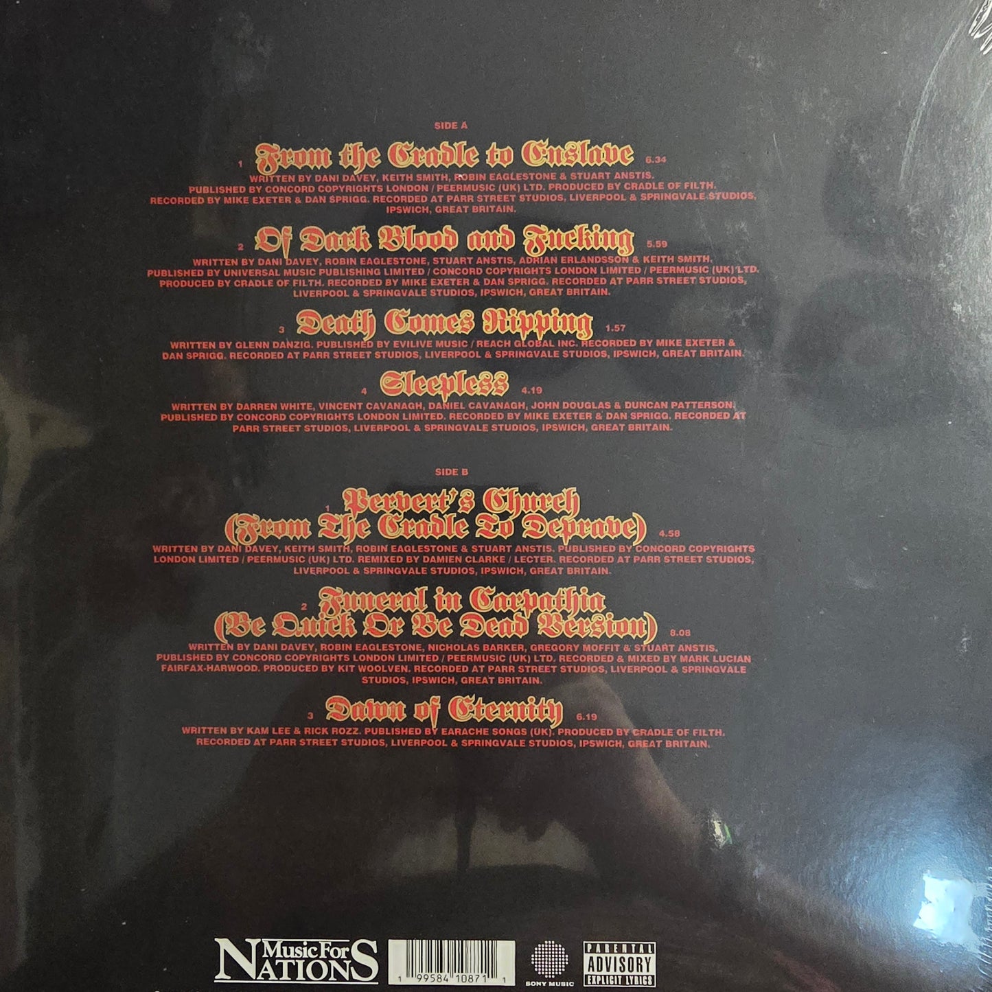 CRADLE OF FILTH : FROM THE CRADLE TO ENSLAVE LTD EP 18OG BLACK RED CORONA VINYL