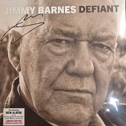 JIMMY BARNES : DEFIANT LTD LP 180G RED BLACK MARBLED VINYL SIGNED COPY