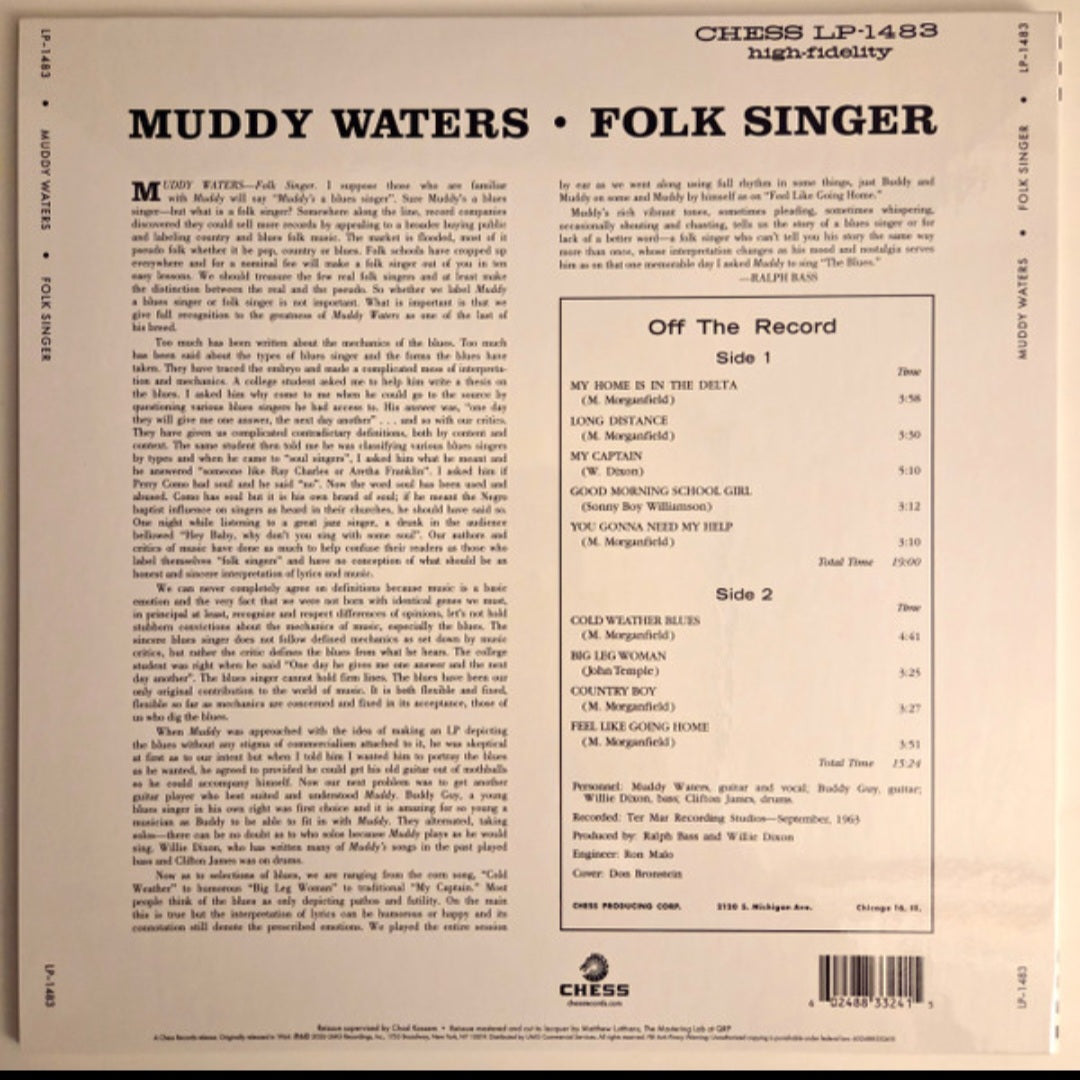 MUDDY WATERS : FOLK SINGER LTD LP 180G CHESS RECORDS 75TH ANNIVERSARY SERIES GATEFOLD SLEEVE