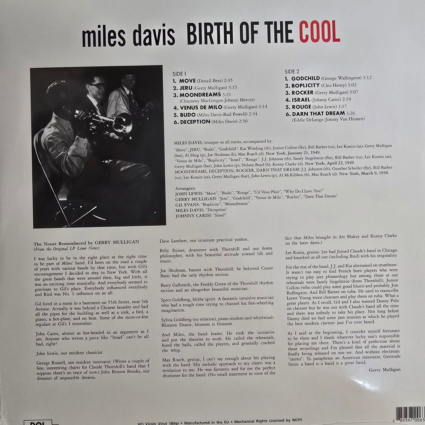 MILES DAVIS : BIRTH OF THE COOL LP 180G