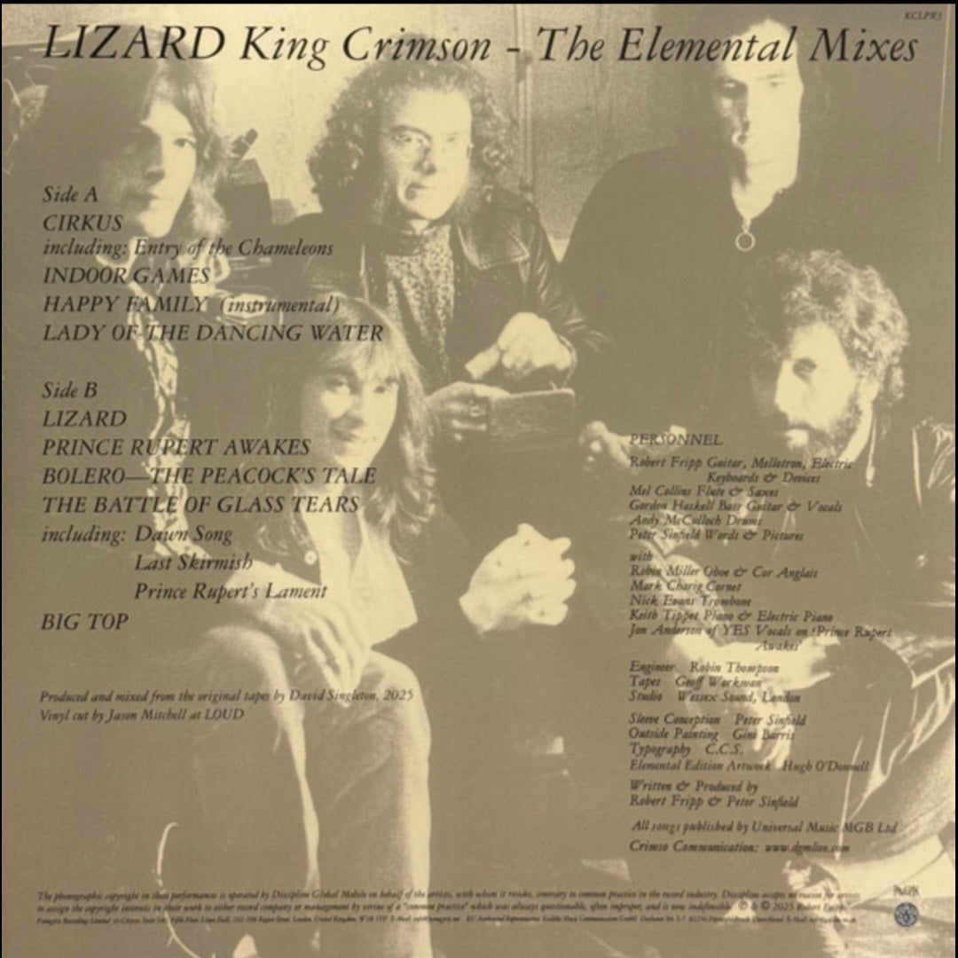 KING CRIMSON : LIZARD 🦎 ELEMENTAL MIXES LP 180G