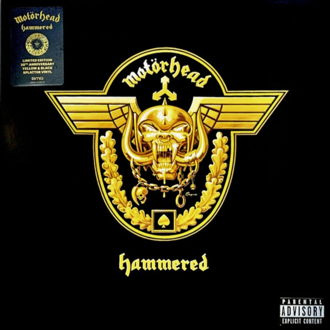 MOTORHEAD : HAMMERED LTD 20TH ANNIVERSARY LP 180G YELLOW BLACK SPLATTER VINYL