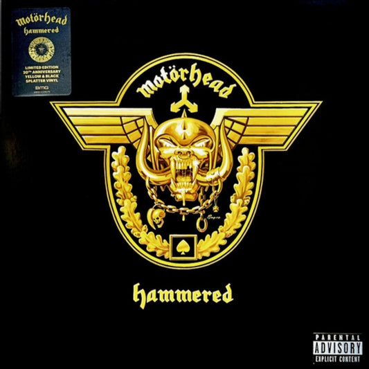 MOTORHEAD : HAMMERED LTD 20TH ANNIVERSARY LP 180G YELLOW BLACK SPLATTER VINYL
