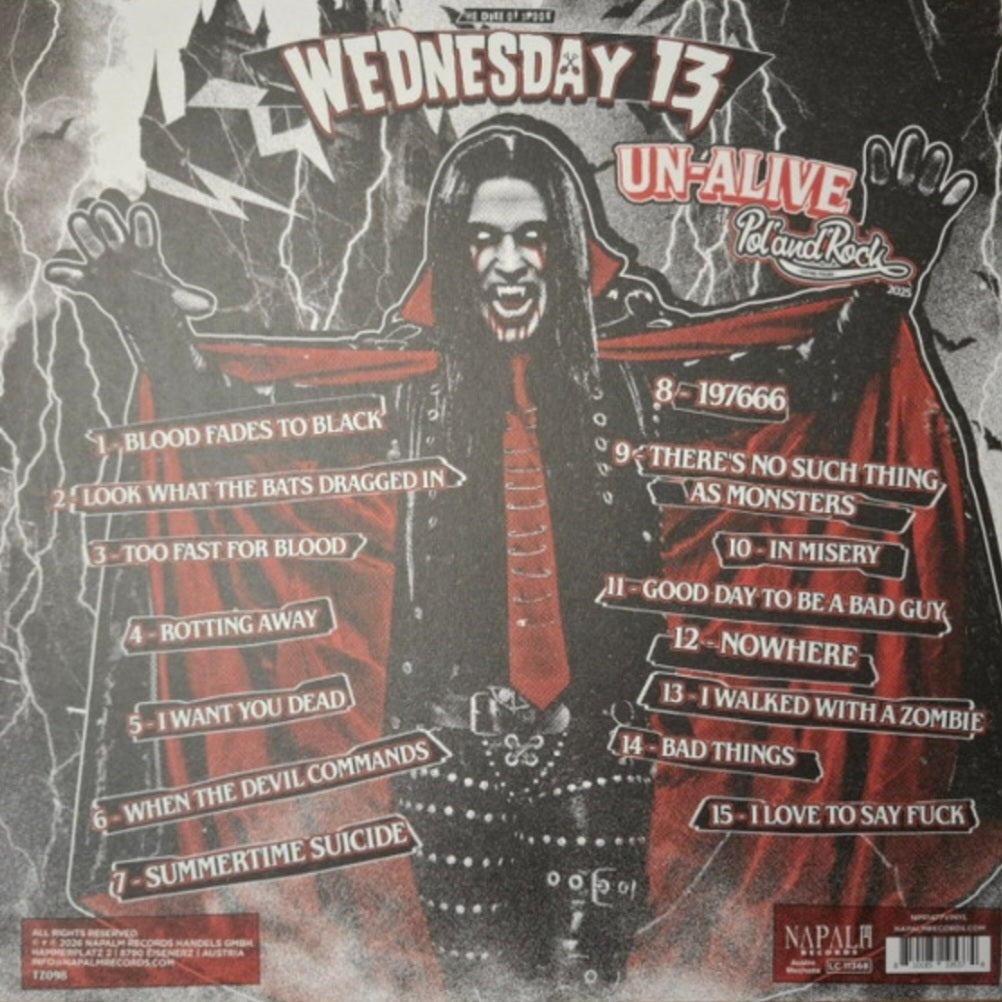 WEDNESDAY 13 : UN ALIVE POLAND ROCK 2025 LTD 2LP 180G RED VINYL
