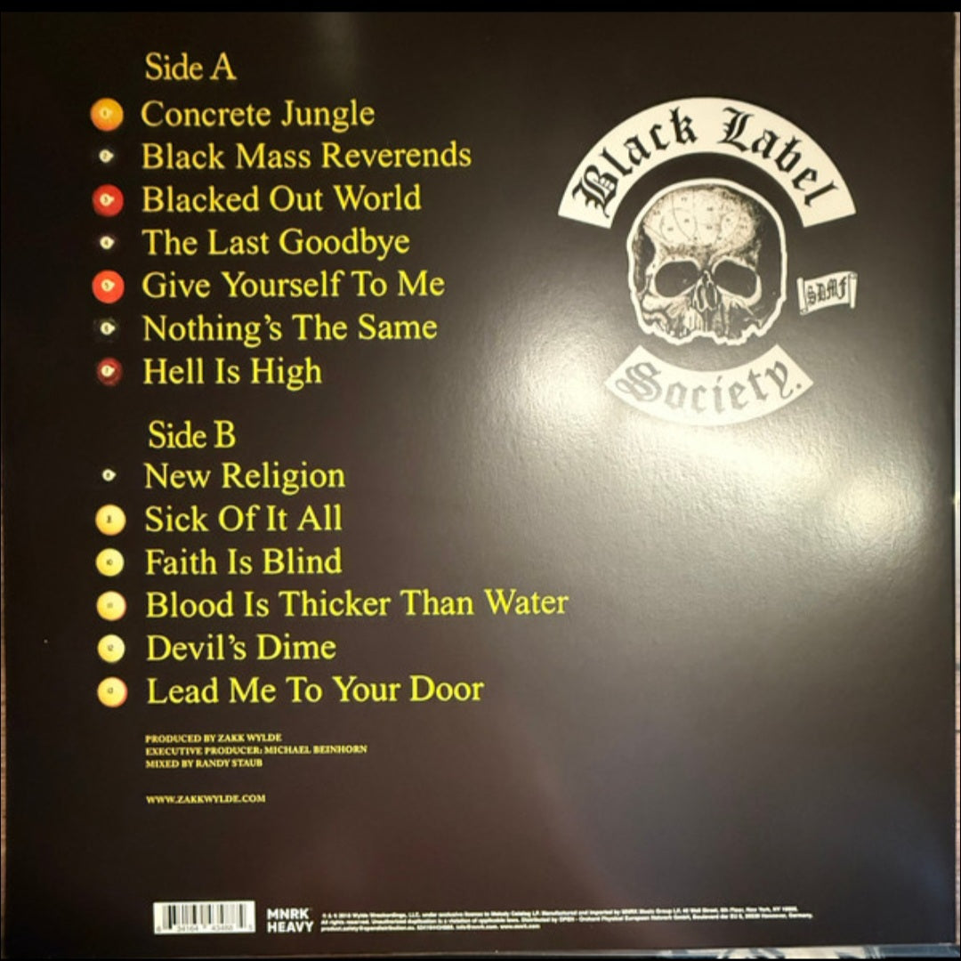 BLACK LABEL SOCIETY : SHOT TO HELL LTD LP 180G YELLOW VINYL