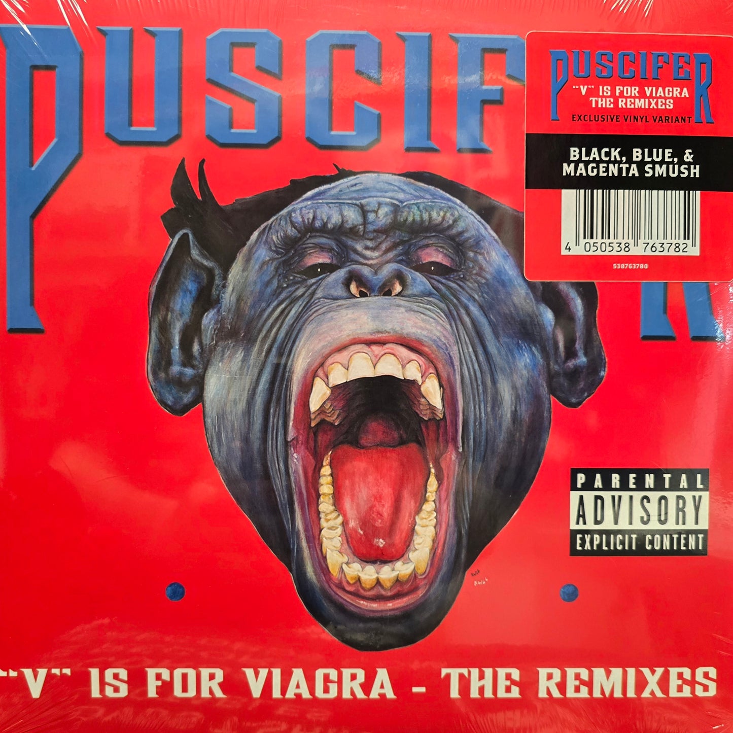 PUSCIFER : V IS FOR VIAGRA THE REMIXES LTD 2LP 180G BLACK BLUE MAGENTA SMUSH VINYL