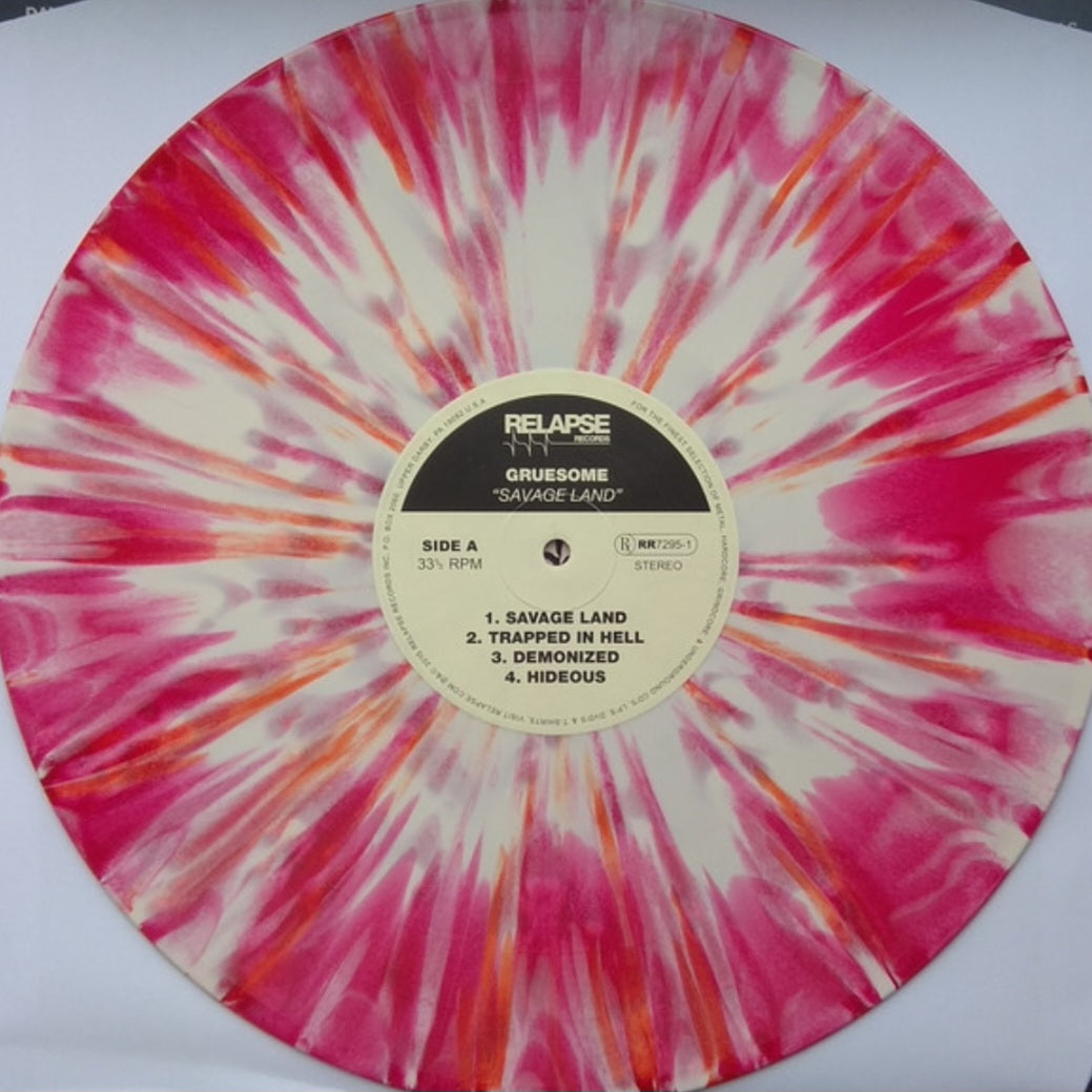 GRUESOME : SAVAGE LAND LTD LP 180G BONE WHITE AND BLOOD SPLATTER VINYL