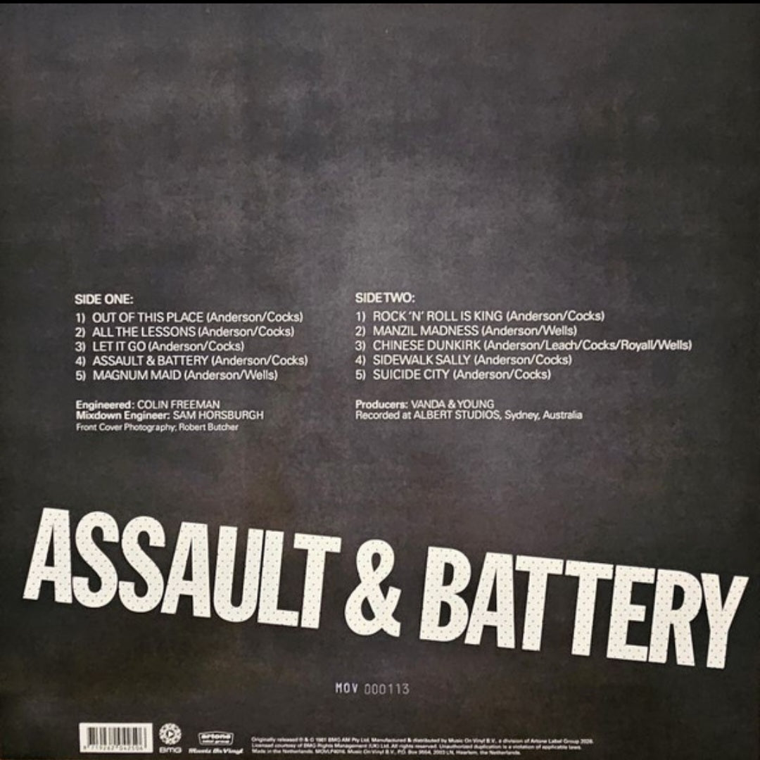ROSE TATTOO : ASSAULT & BATTERY LTD NUMBERED 50TH ANNIVERSARY LP 180G BLACK WHITE SWIRL VINYL