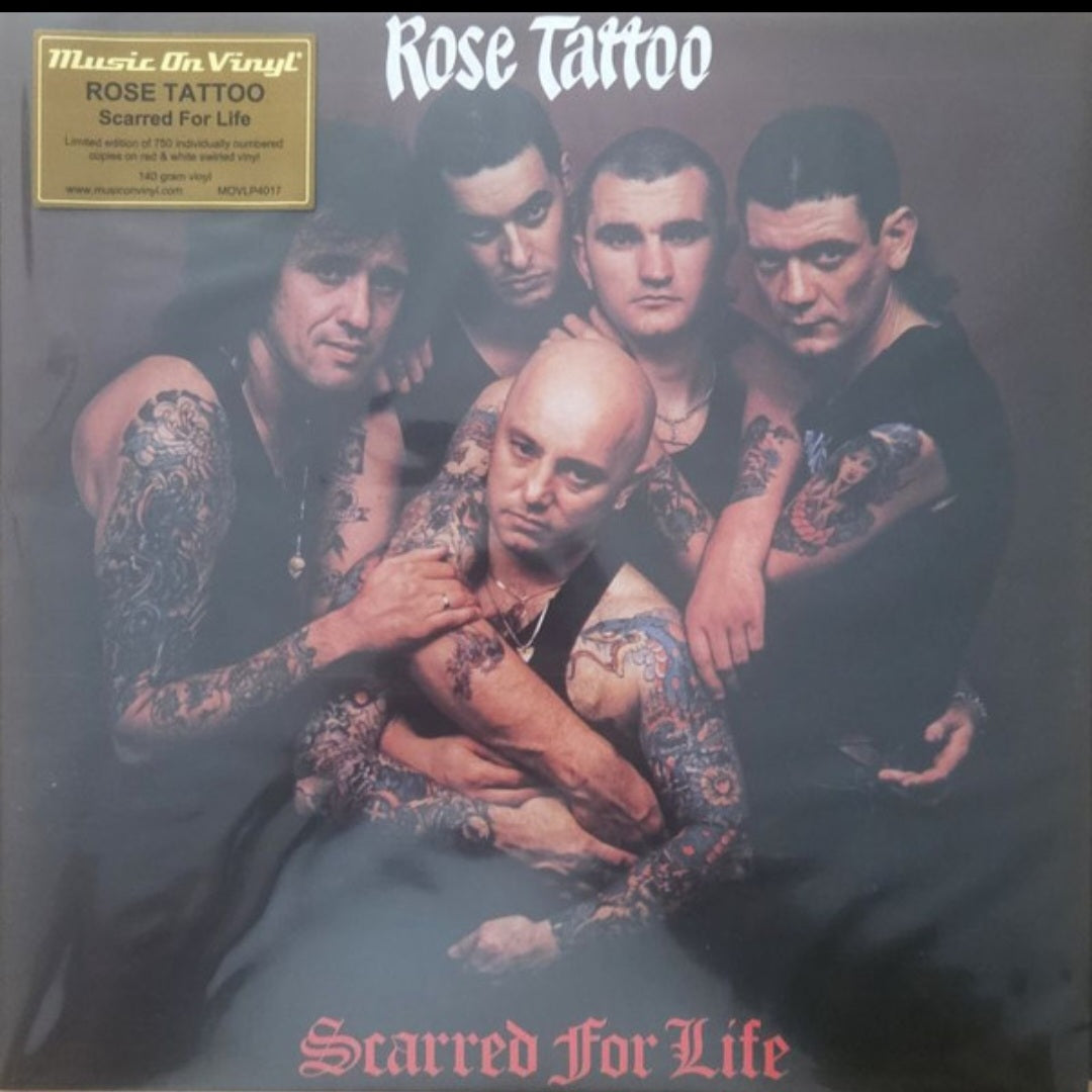 ROSE TATTOO : SCARRED FOR LIFE LTD NUMBERED 50TH ANNIVERSARY LP 180G RED WHITE SWIRL VINYL
