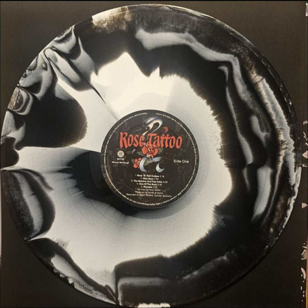 ROSE TATTOO : ROSE TATTOO LTD NUMBERED 50TH ANNIVERSARY LP 180G BLACK WHITE SWIRL VINYL
