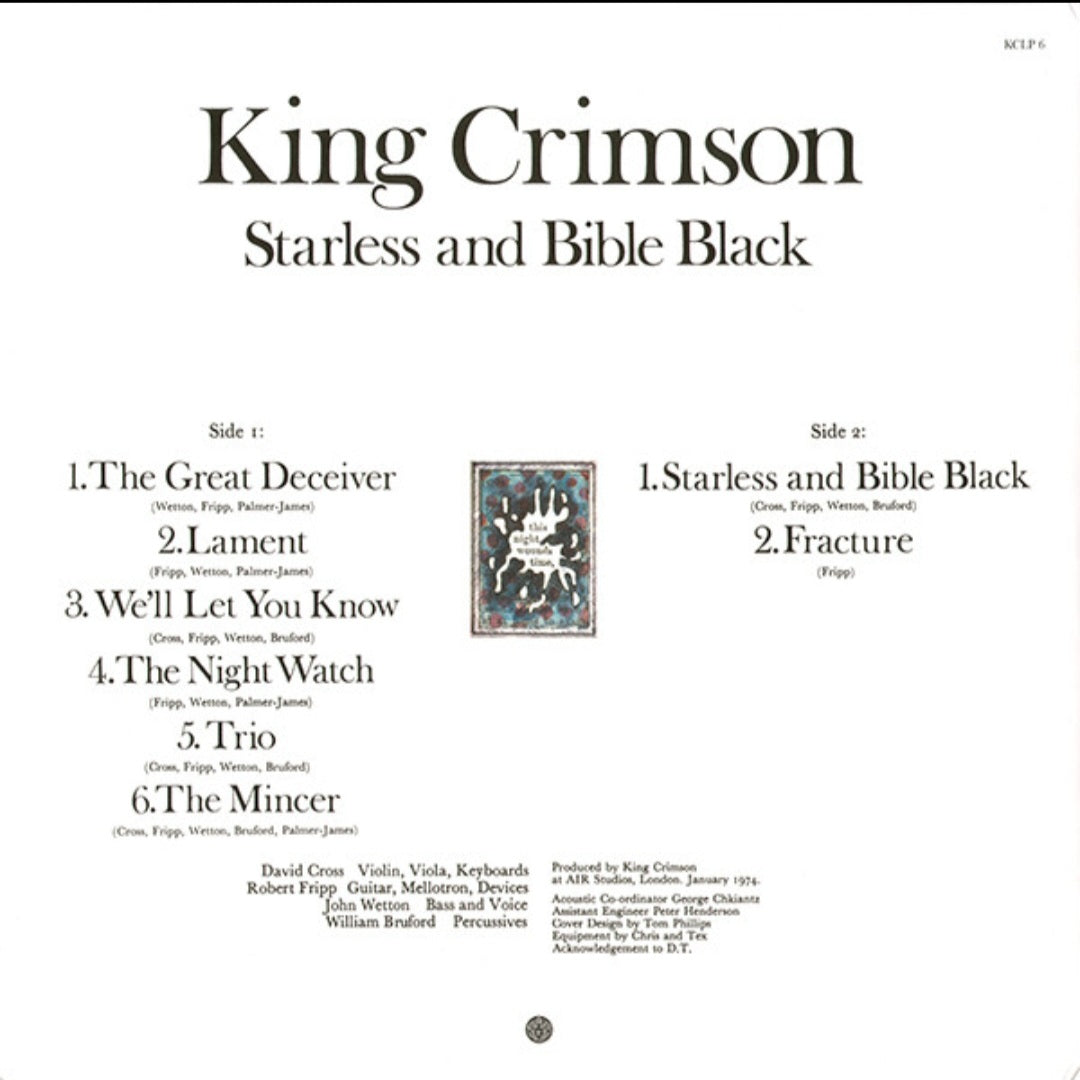 KING CRIMSON : STARLESS AND BIBLE BLACK LP 200G HEAVYWEIGHT VINYL