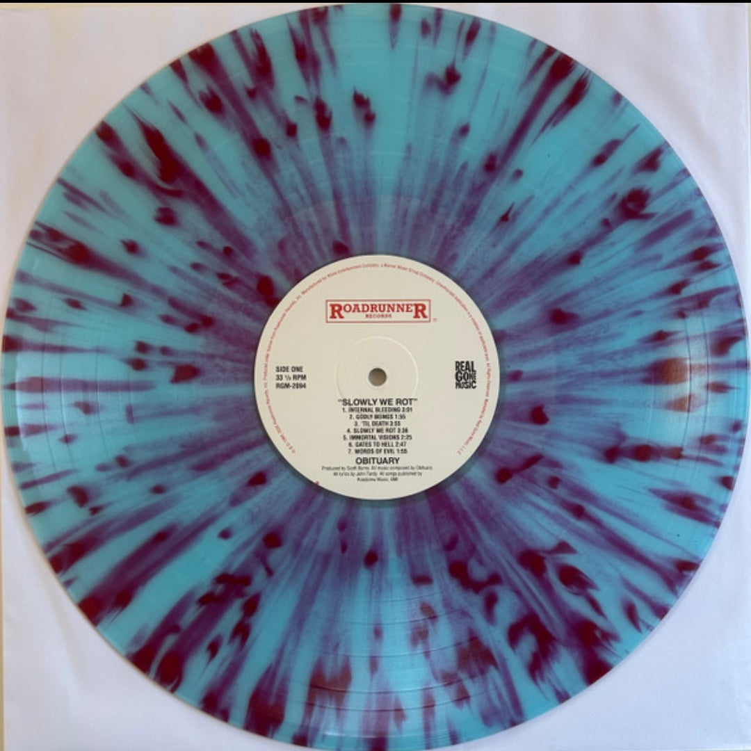 OBITUARY : SLOWLY WE ROT LTD LP 180G CORPSE BLUE WITH BLOOD SPLATTER VINYL