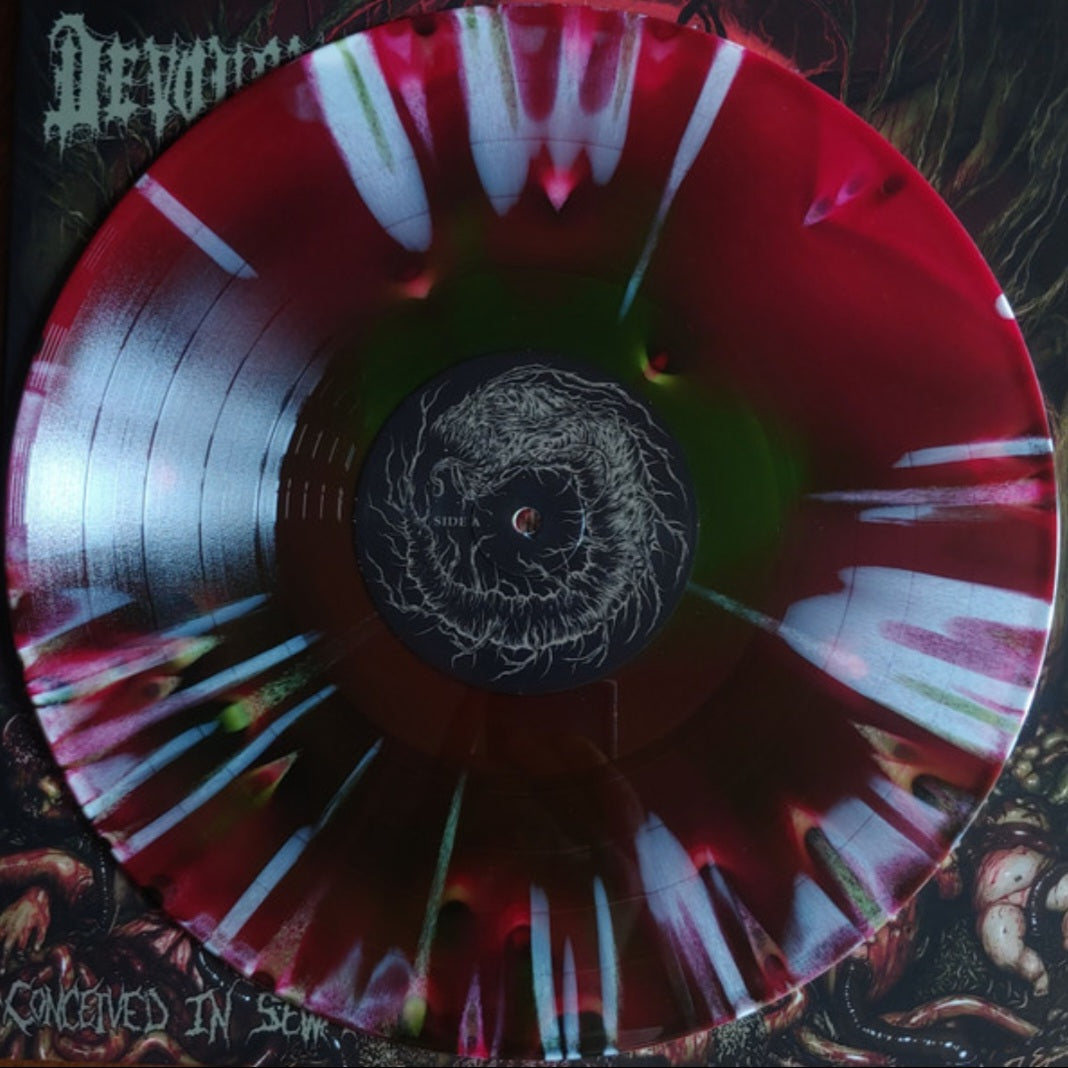 DEVOURMENT : CONCEIVED IN SEWAGE LTD LP 180G TRI COLOUR MERGE SPLATTER VINYL