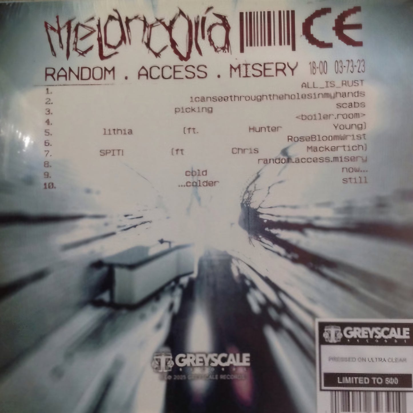 MELANCOLIA : RANDOM ACCESS MISERY LTD LP 180G ULTRA CLEAR VINYL