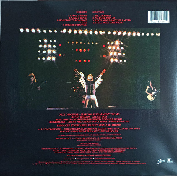 OZZY OSBORNE : BLIZZARD OF OZZ LTD LP 180G PICTURE DISC