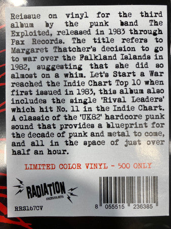 THE EXPLOITED : LETS START A WAR LTD LP 180G YELLOW VINYL