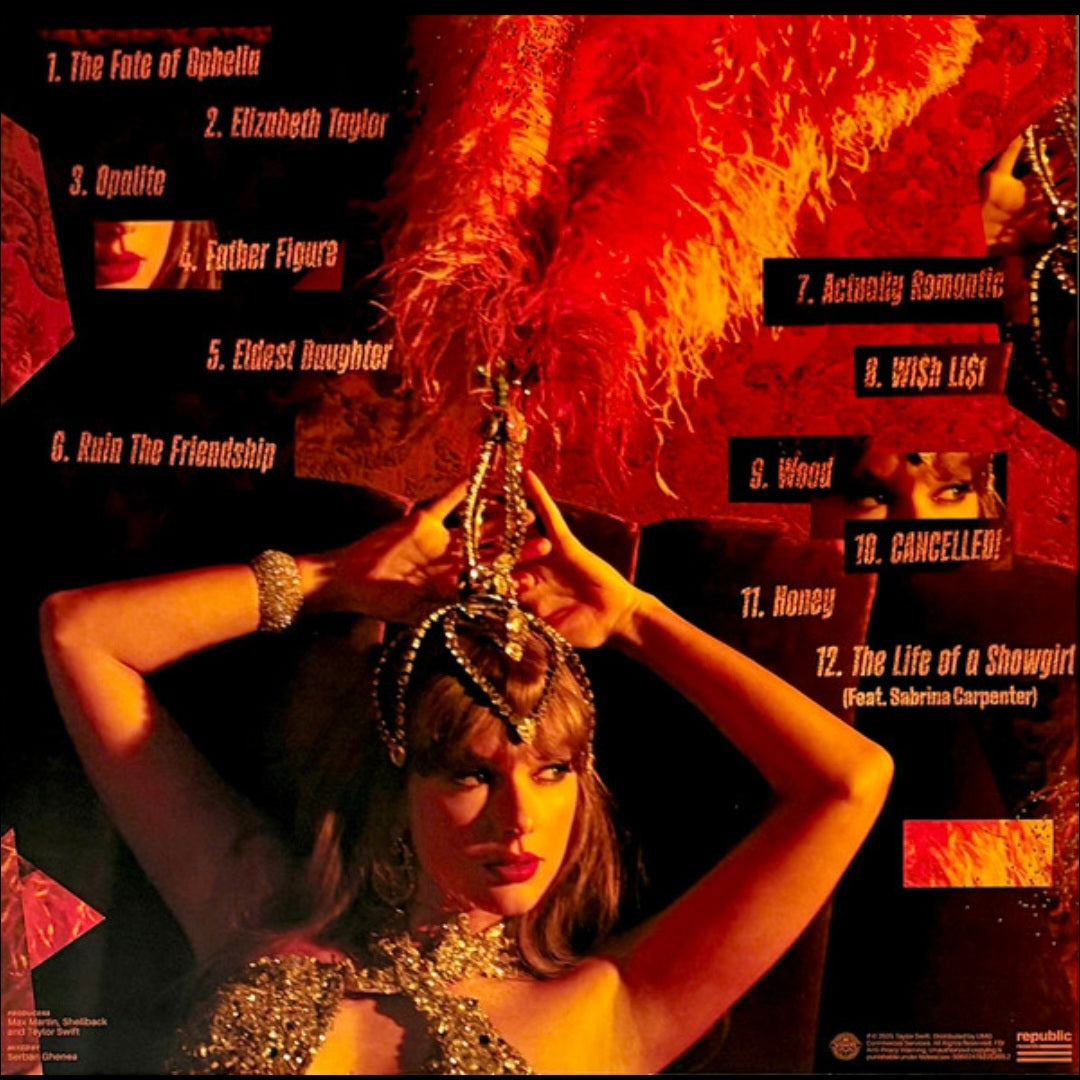 TAYLOR SWIFT : THE LIFE OF A SHOWGIRL LTD LP 180G ORANGE GOLD GLITTER VINYL