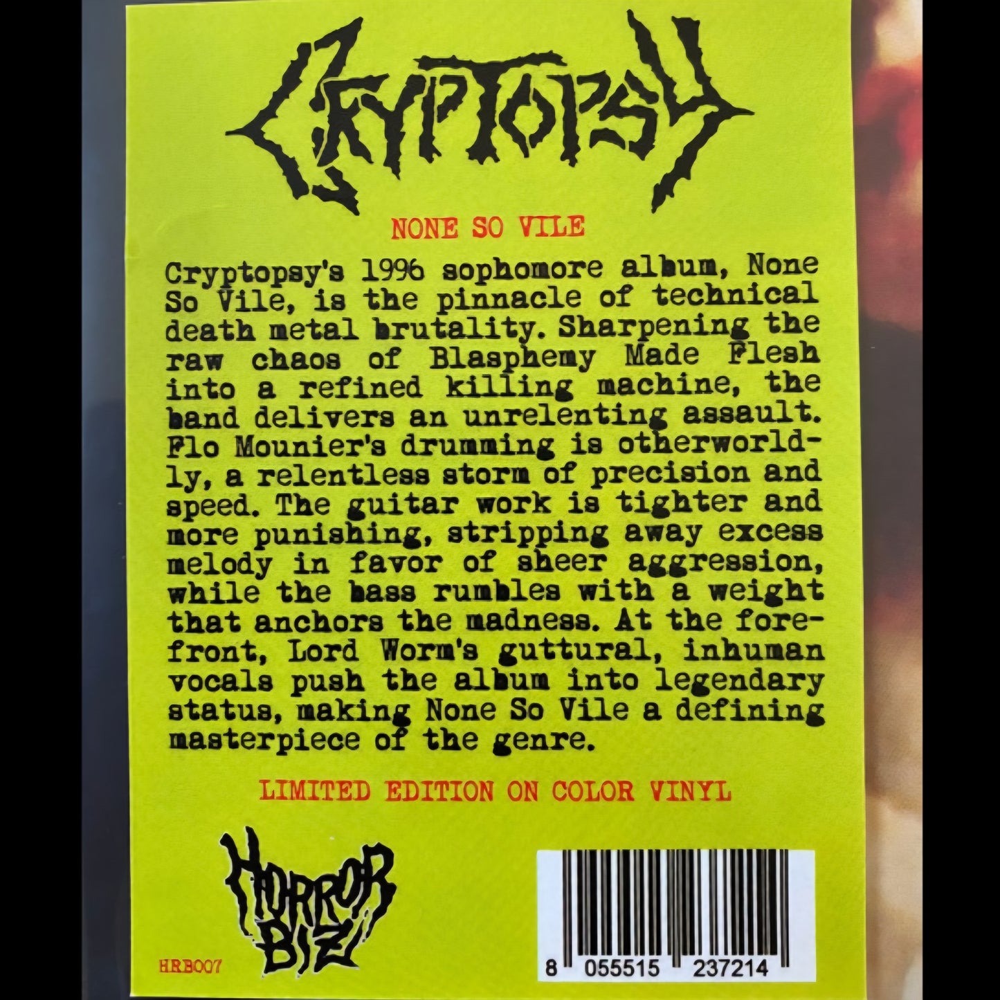 CRYPTOPSY : NONE SO VILE LTD LP 180G WHITE VINYL