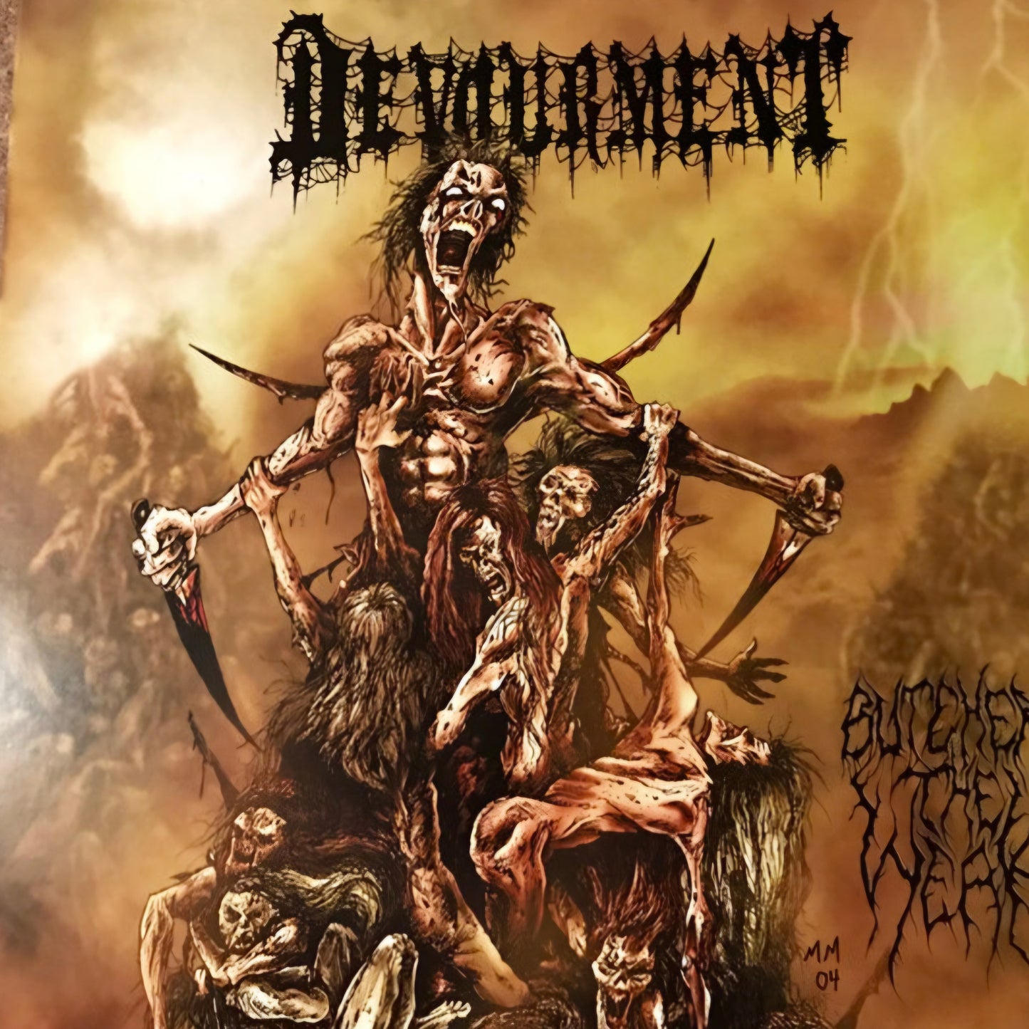 DEVOURMENT : BUTCHER THE WEAK LTD LP 180G BLACK MUSTARD SPLIT VINYL