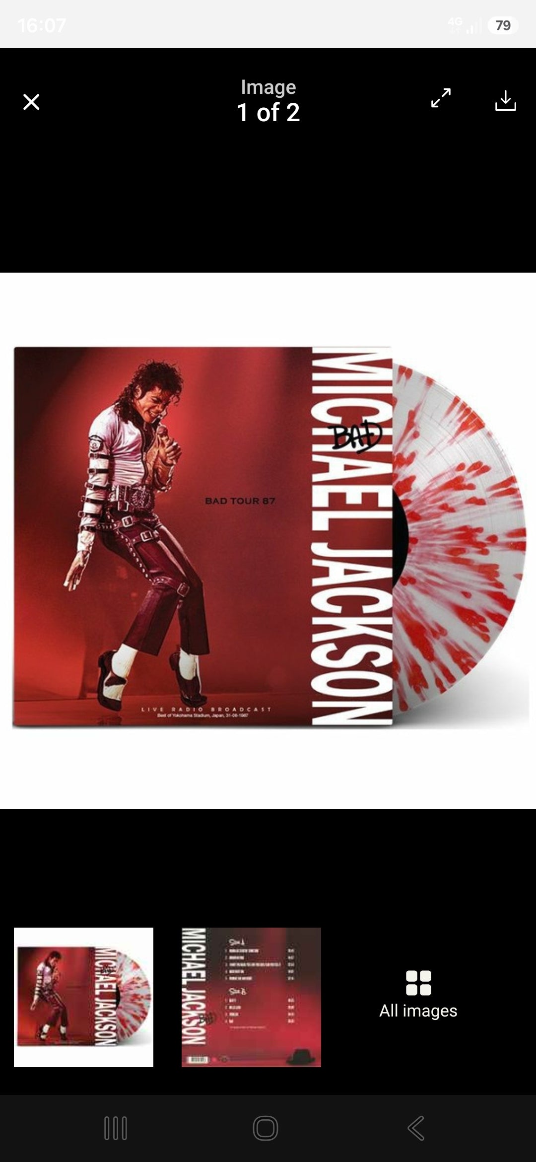 MICHAEL JACKSON : BAD TOUR 87' LIVE IN JAPAN LTD LP 180G CLEAR RED SPLATTER VINYL